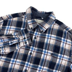 Weatherproof Vintage Flannel Shirt Mens Medium Blue Plaid Long Sleeve Button Up‎
